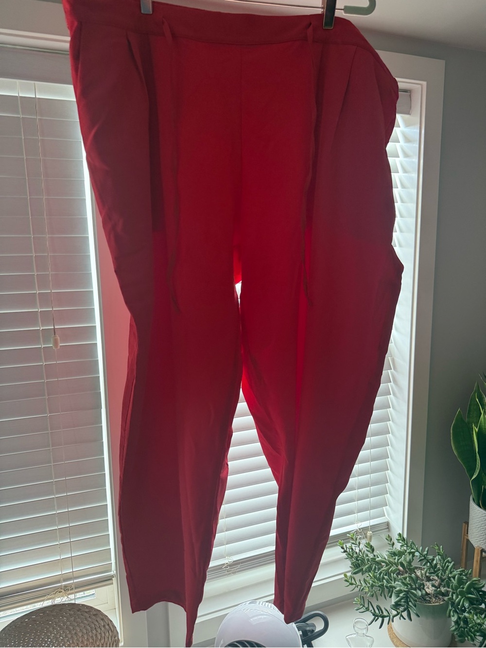 Bright Red Drawstring Pants - Picture 3 of 5